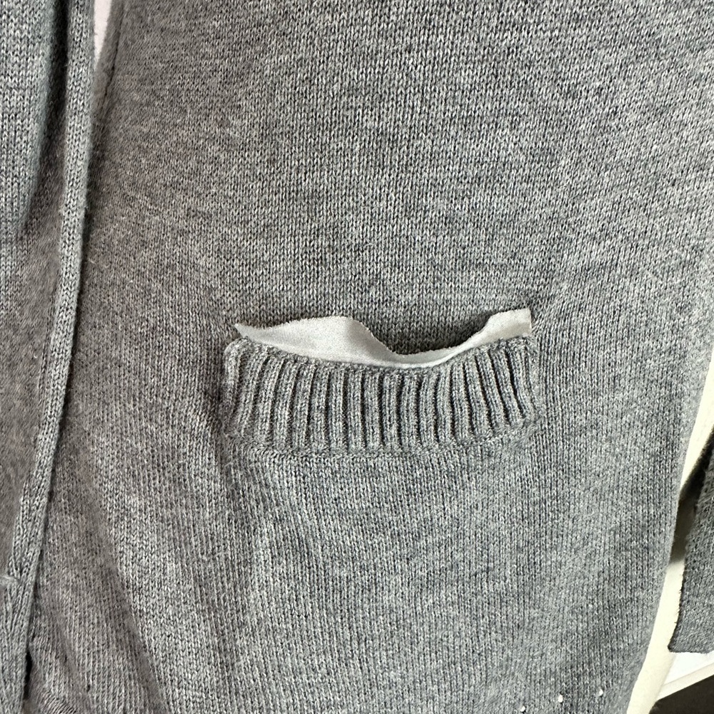 Banana Republic Gray Knit Cardigan | Ruffle Trim | Size M (1223) - Picture 8 of 11